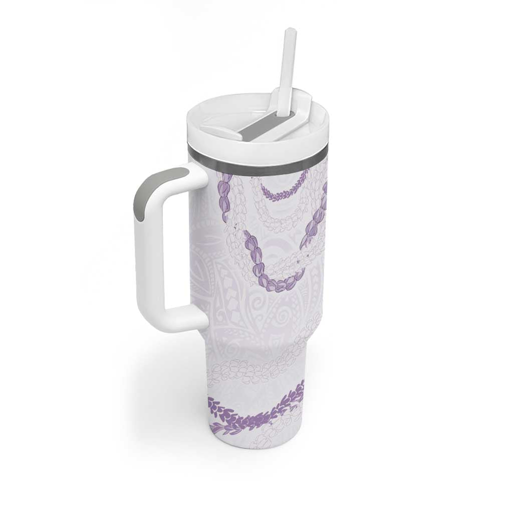 Aloha Lei Mikioi Tumbler With Handle Purple Polynesian Tribal Tatau Pattern