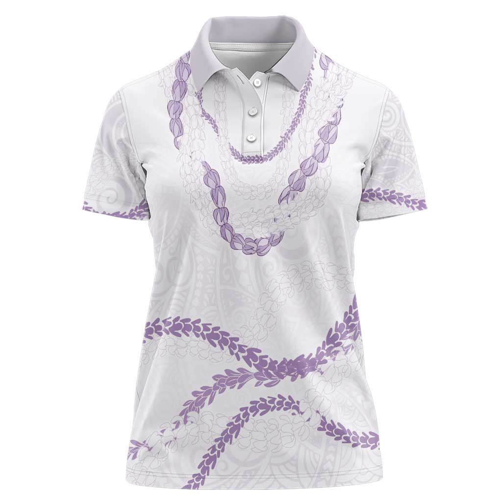 Aloha Lei Mikioi Women Polo Shirt Purple Polynesian Tribal Tatau Pattern