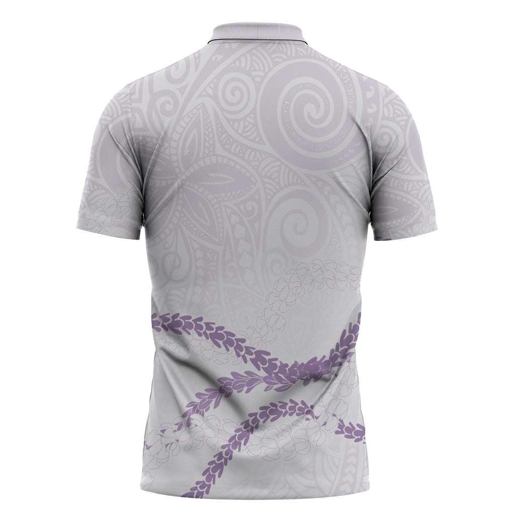Aloha Lei Mikioi Zipper Polo Shirt Purple Polynesian Tribal Tatau Pattern - Polynesian Pride