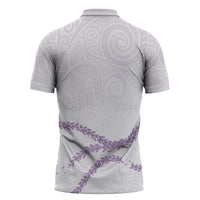 Aloha Lei Mikioi Zipper Polo Shirt Purple Polynesian Tribal Tatau Pattern - Polynesian Pride