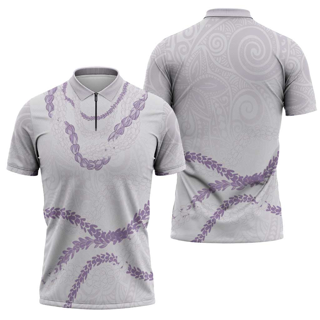Aloha Lei Mikioi Zipper Polo Shirt Purple Polynesian Tribal Tatau Pattern - Polynesian Pride
