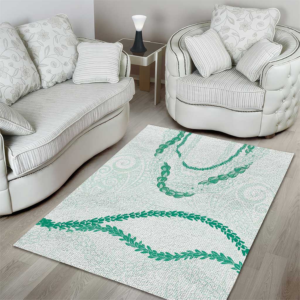 Aloha Lei Mikioi Area Rug Sage Green Polynesian Tribal Tatau Pattern