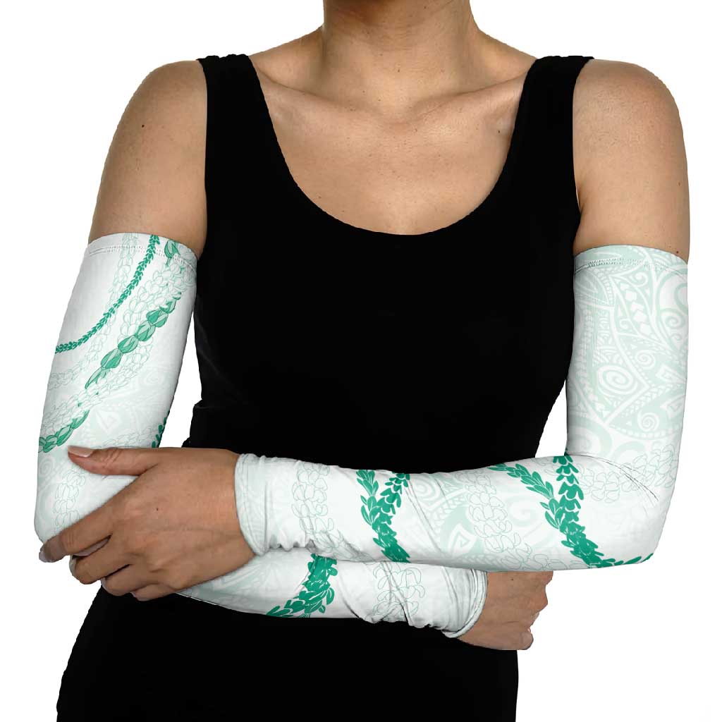Aloha Lei Mikioi Arm Sleeves Sage Green Polynesian Tribal Tatau Pattern - Polynesian Pride