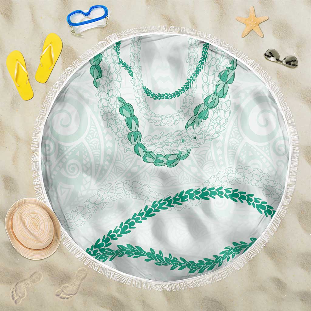 Aloha Lei Mikioi Beach Blanket Sage Green Polynesian Tribal Tatau Pattern