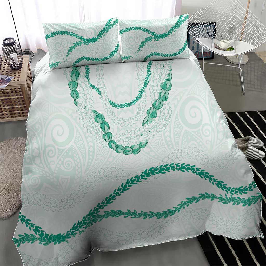 Aloha Lei Mikioi Bedding Set Sage Green Polynesian Tribal Tatau Pattern