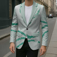 Aloha Lei Mikioi Blazer Sage Green Polynesian Tribal Tatau Pattern - Polynesian Pride