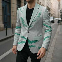 Aloha Lei Mikioi Blazer Sage Green Polynesian Tribal Tatau Pattern - Polynesian Pride