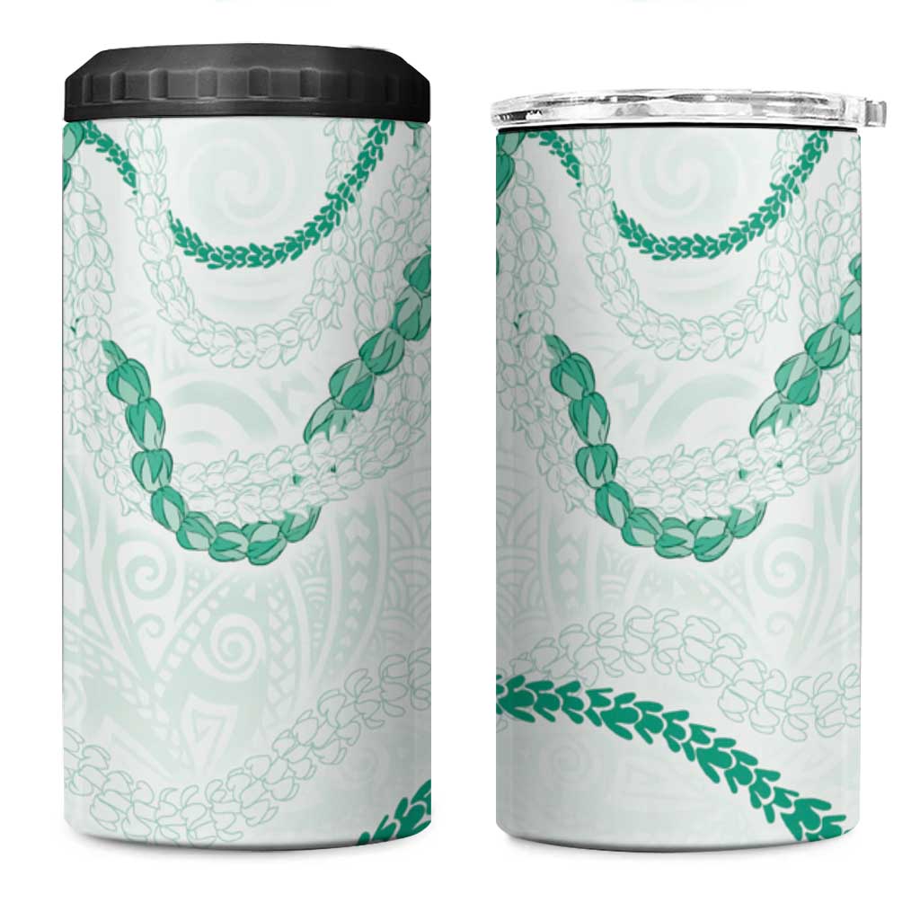 Aloha Lei Mikioi 4 in 1 Can Cooler Tumbler Sage Green Polynesian Tribal Tatau Pattern