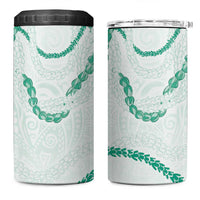 Aloha Lei Mikioi 4 in 1 Can Cooler Tumbler Sage Green Polynesian Tribal Tatau Pattern