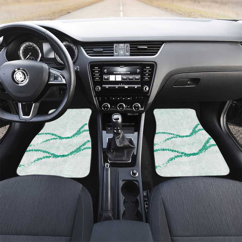 Aloha Lei Mikioi Car Mats Sage Green Polynesian Tribal Tatau Pattern