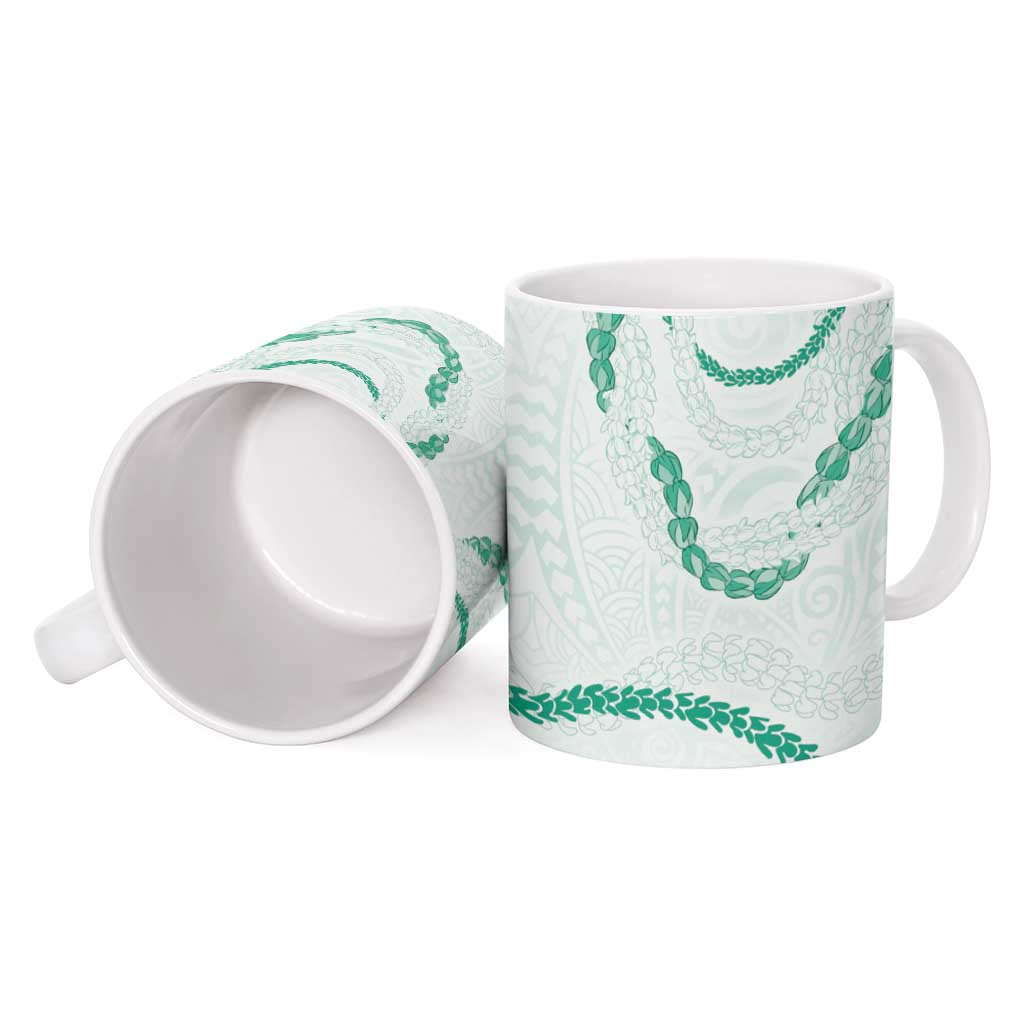 Aloha Lei Mikioi Ceramic Mug Sage Green Polynesian Tribal Tatau Pattern - Polynesian Pride