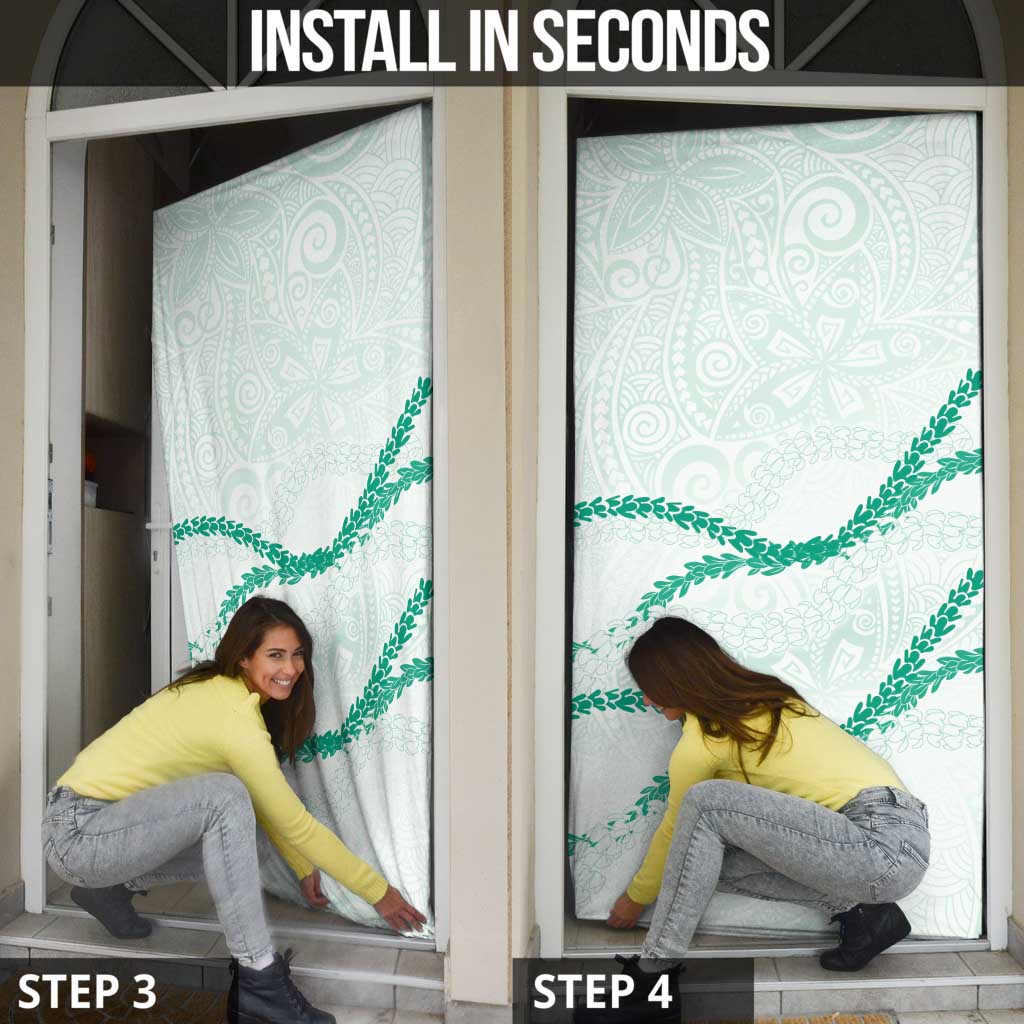 Aloha Lei Mikioi Door Cover Sage Green Polynesian Tribal Tatau Pattern - Polynesian Pride