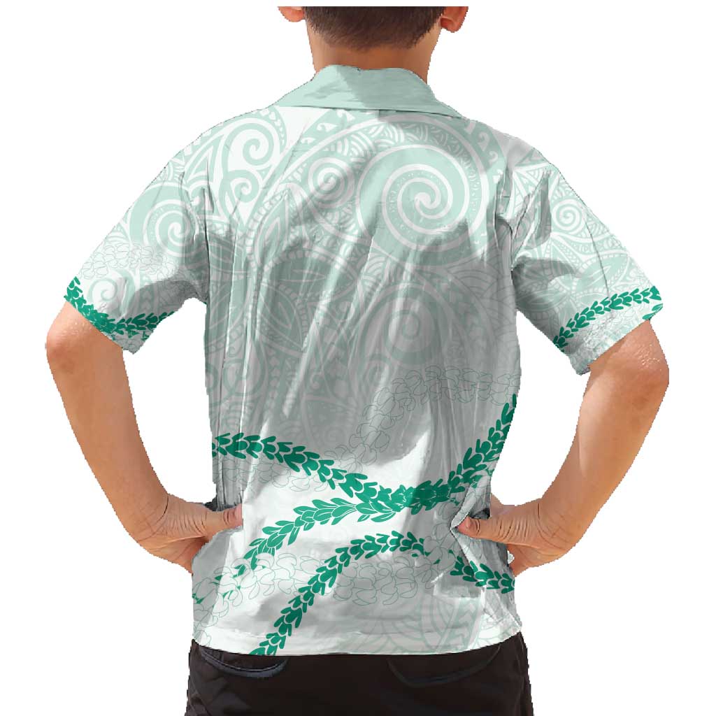 Aloha Lei Mikioi Family Matching Mermaid Dress and Hawaiian Shirt Sage Green Polynesian Tribal Tatau Pattern