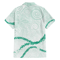 Aloha Lei Mikioi Family Matching Off Shoulder Maxi Dress and Hawaiian Shirt Sage Green Polynesian Tribal Tatau Pattern