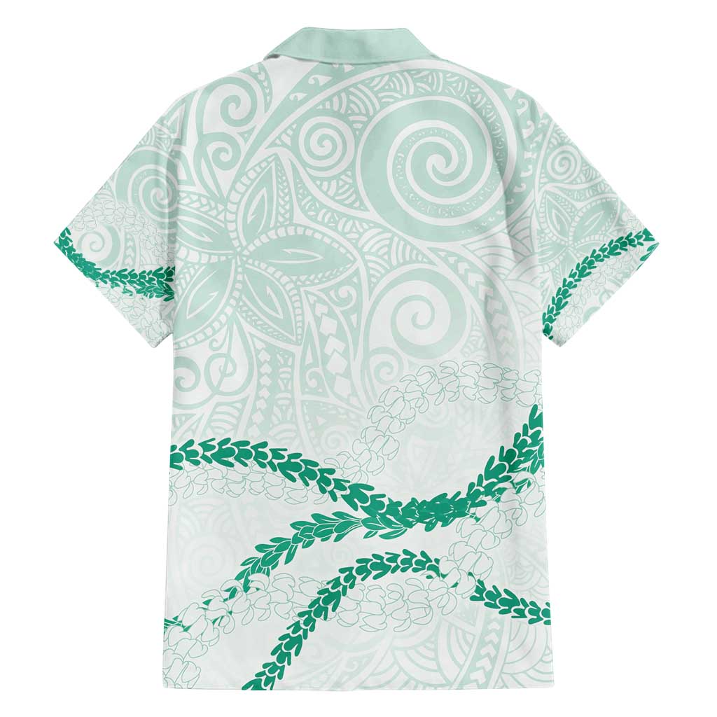 Aloha Lei Mikioi Family Matching Puletasi and Hawaiian Shirt Sage Green Polynesian Tribal Tatau Pattern