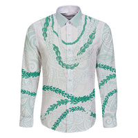 Aloha Lei Mikioi Family Matching Puletasi and Hawaiian Shirt Sage Green Polynesian Tribal Tatau Pattern