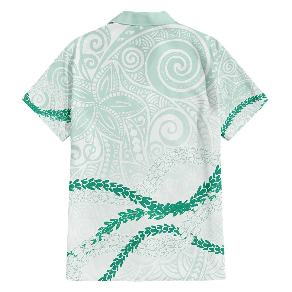 Aloha Lei Mikioi Family Matching Short Sleeve Bodycon Dress and Hawaiian Shirt Sage Green Polynesian Tribal Tatau Pattern