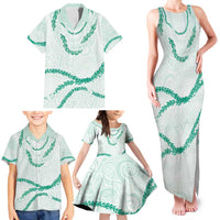 Aloha Lei Mikioi Family Matching Tank Maxi Dress and Hawaiian Shirt Sage Green Polynesian Tribal Tatau Pattern