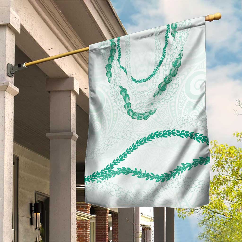 Aloha Lei Mikioi Garden Flag Sage Green Polynesian Tribal Tatau Pattern