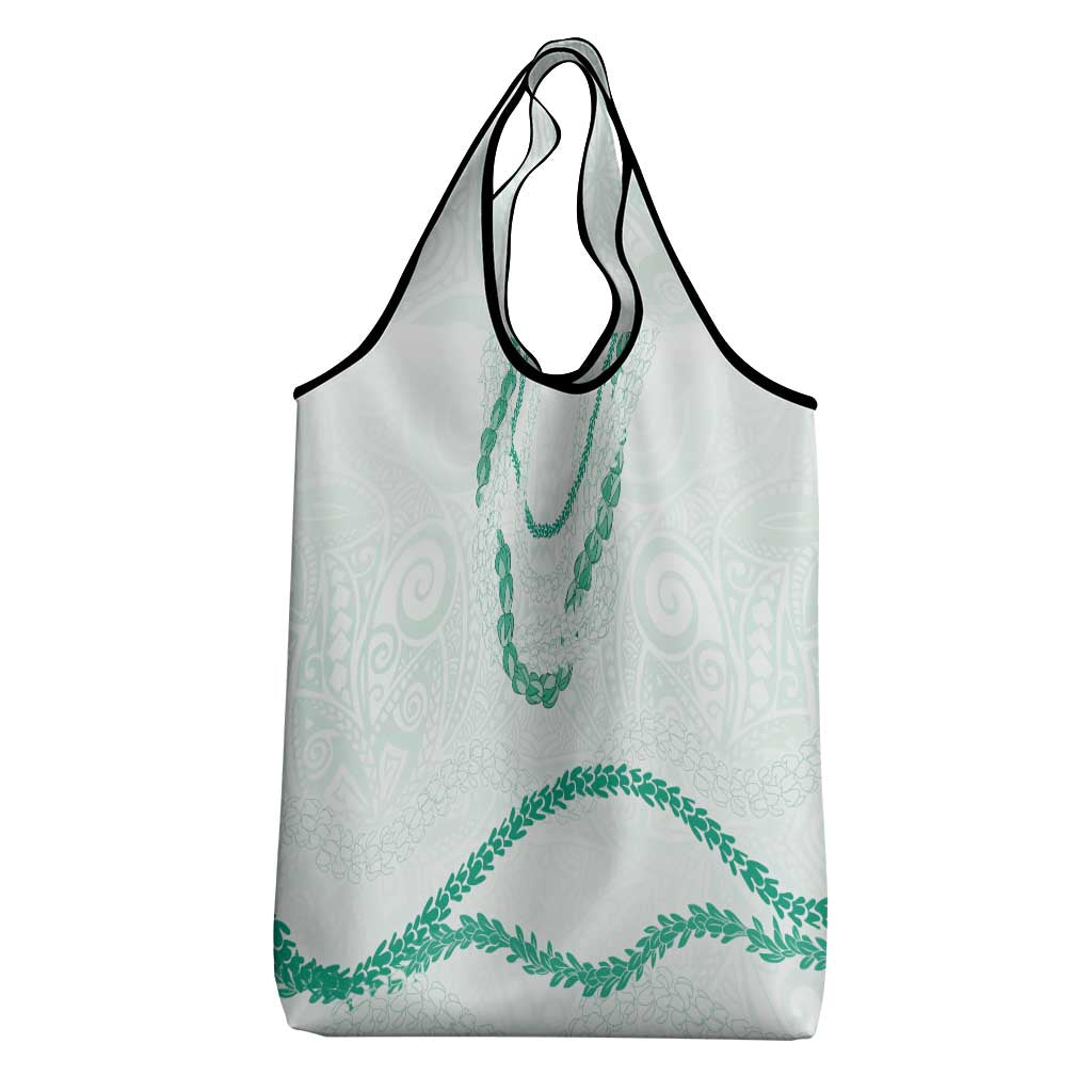Aloha Lei Mikioi Grocery Bag Sage Green Polynesian Tribal Tatau Pattern