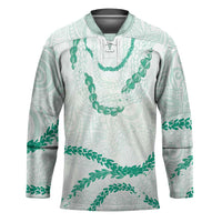Aloha Lei Mikioi Hockey Jersey Sage Green Polynesian Tribal Tatau Pattern - Polynesian Pride