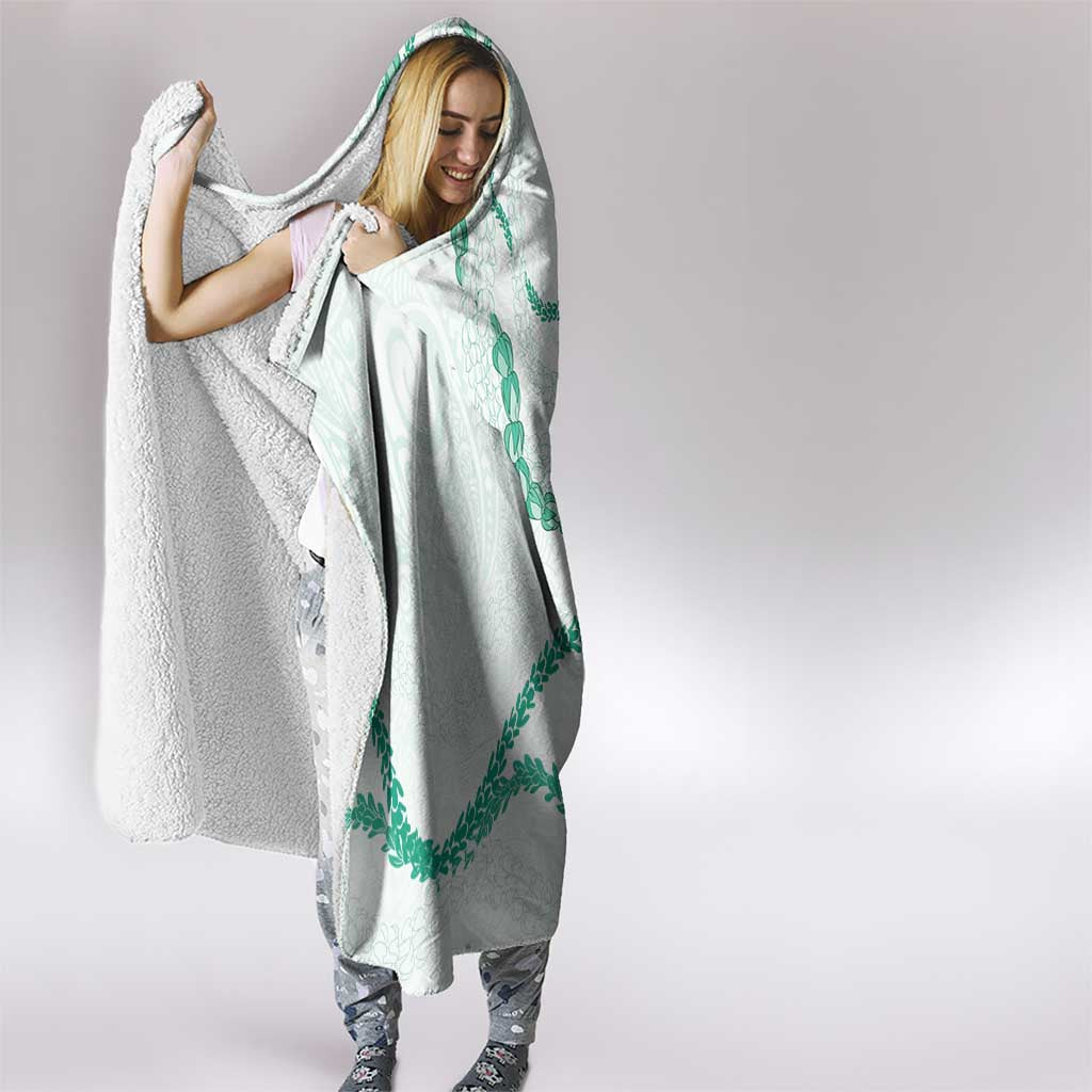 Aloha Lei Mikioi Hooded Blanket Sage Green Polynesian Tribal Tatau Pattern