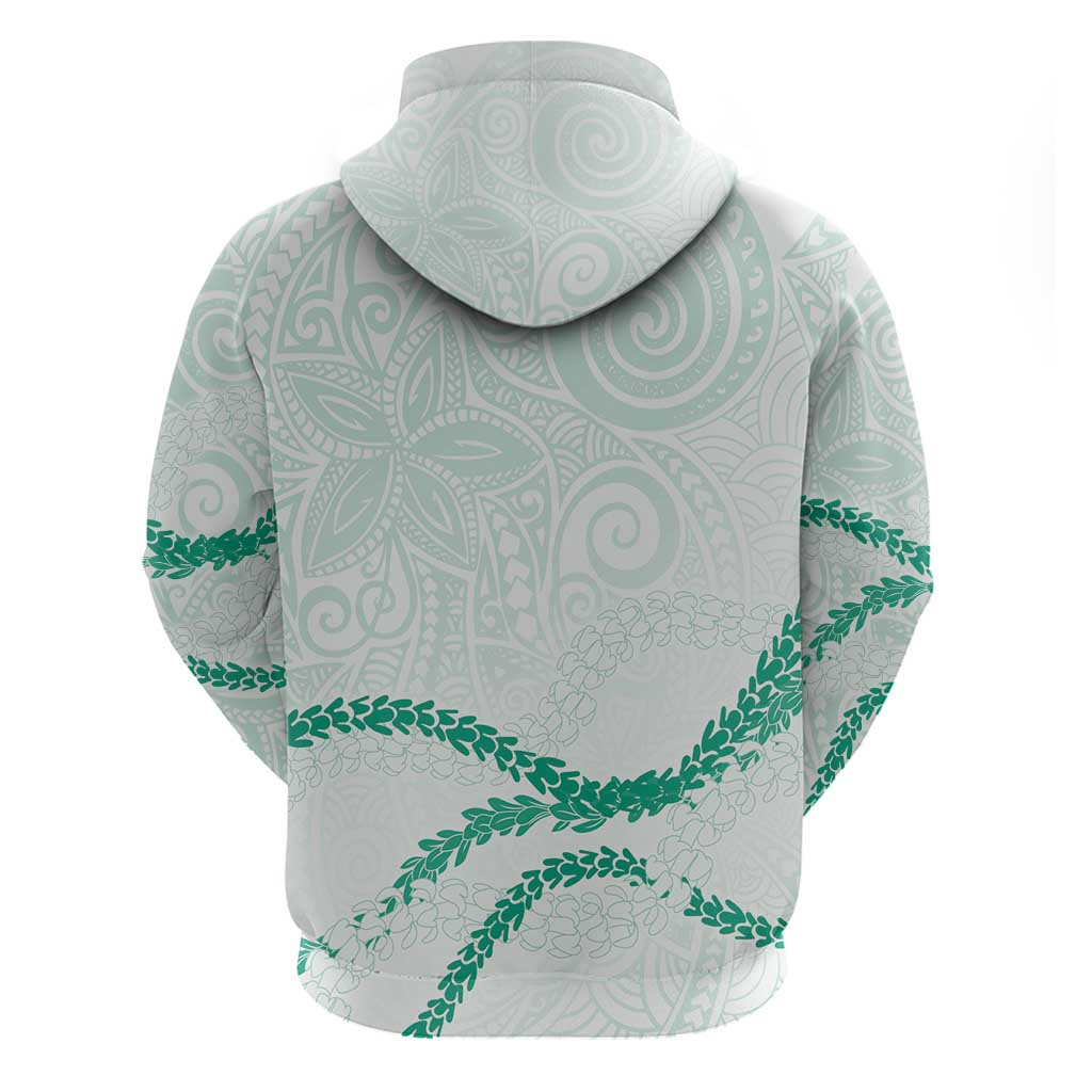 Aloha Lei Mikioi Hoodie Sage Green Polynesian Tribal Tatau Pattern