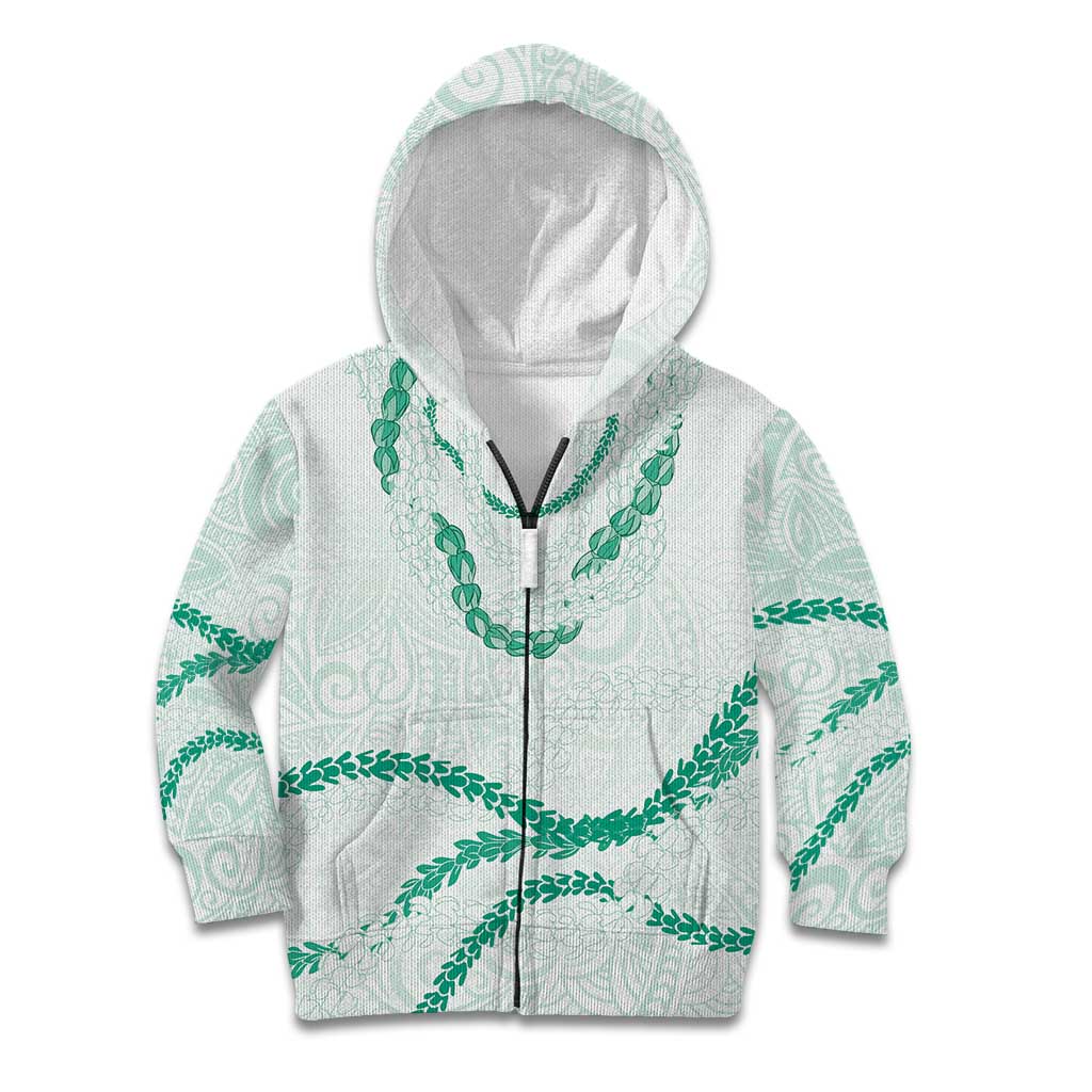 Aloha Lei Mikioi Kid Hoodie Sage Green Polynesian Tribal Tatau Pattern