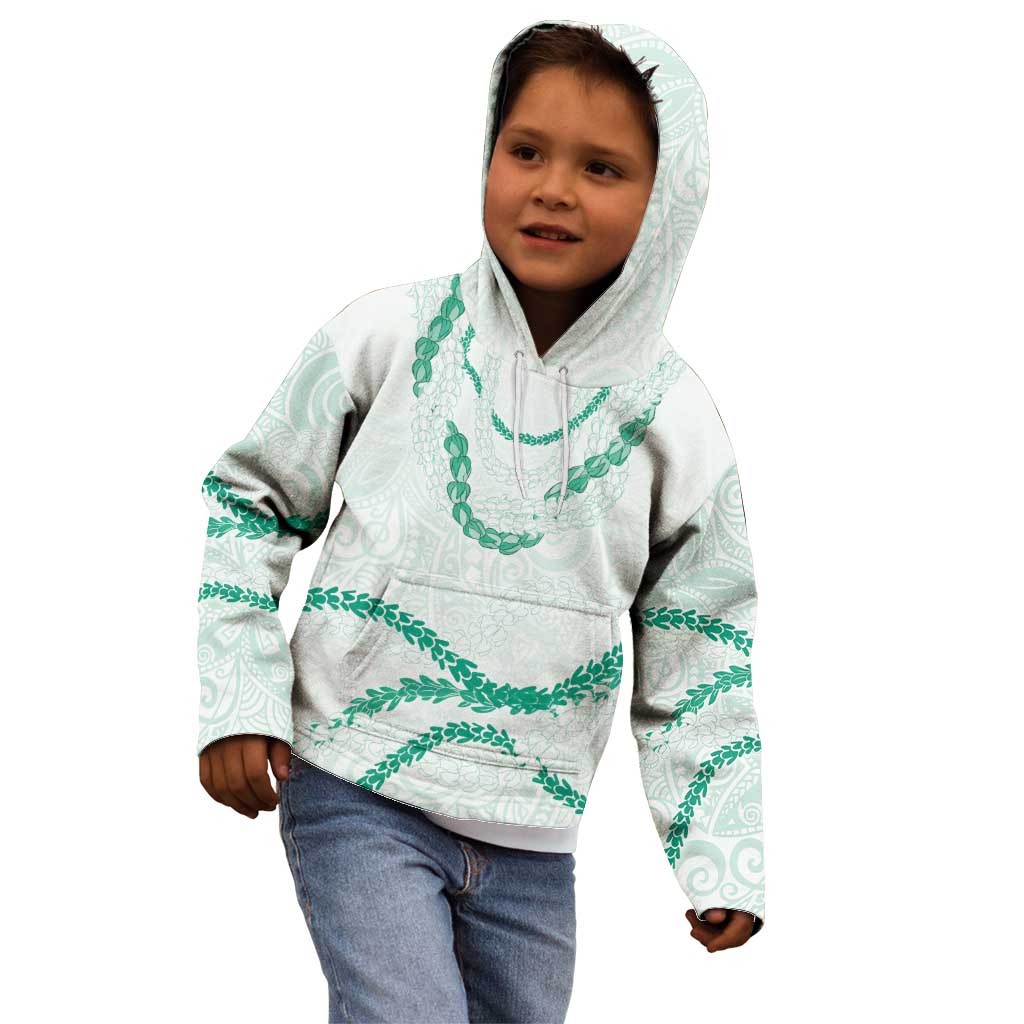 Aloha Lei Mikioi Kid Hoodie Sage Green Polynesian Tribal Tatau Pattern