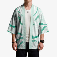 Aloha Lei Mikioi Kimono Sage Green Polynesian Tribal Tatau Pattern - Polynesian Pride