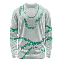 Aloha Lei Mikioi Long Sleeve Shirt Sage Green Polynesian Tribal Tatau Pattern