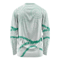 Aloha Lei Mikioi Long Sleeve Shirt Sage Green Polynesian Tribal Tatau Pattern