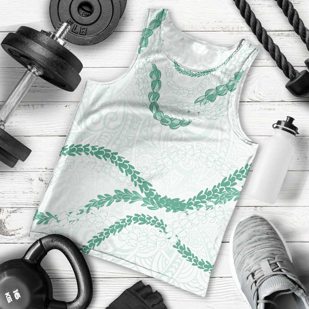 Aloha Lei Mikioi Men Tank Top Sage Green Polynesian Tribal Tatau Pattern