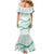 Aloha Lei Mikioi Mermaid Dress Sage Green Polynesian Tribal Tatau Pattern