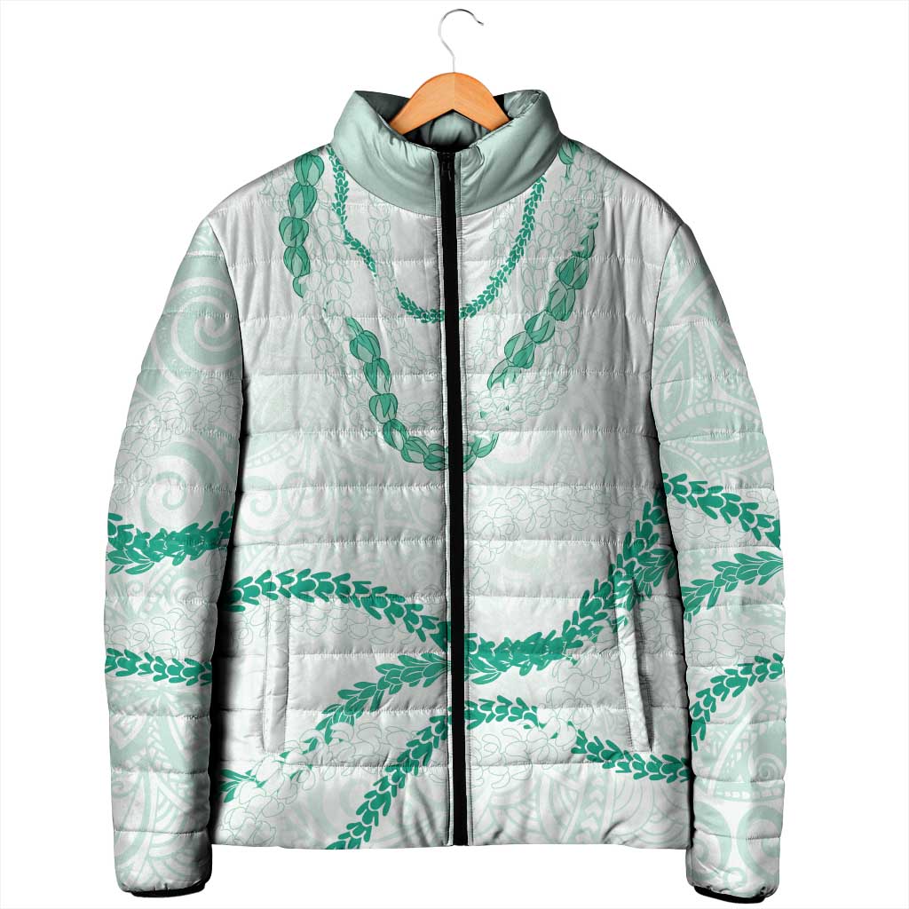 Aloha Lei Mikioi Padded Jacket Sage Green Polynesian Tribal Tatau Pattern - Polynesian Pride