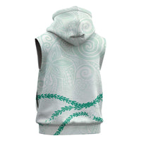 Aloha Lei Mikioi Sleeveless Hoodie Sage Green Polynesian Tribal Tatau Pattern - Polynesian Pride