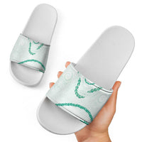 Aloha Lei Mikioi Slide Sandals Sage Green Polynesian Tribal Tatau Pattern - Polynesian Pride