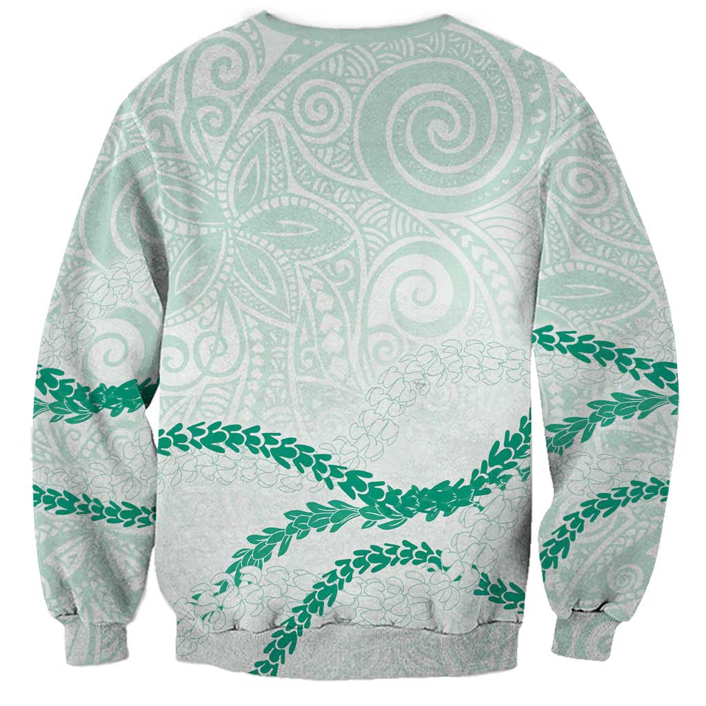Aloha Lei Mikioi Sweatshirt Sage Green Polynesian Tribal Tatau Pattern