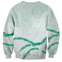 Aloha Lei Mikioi Sweatshirt Sage Green Polynesian Tribal Tatau Pattern