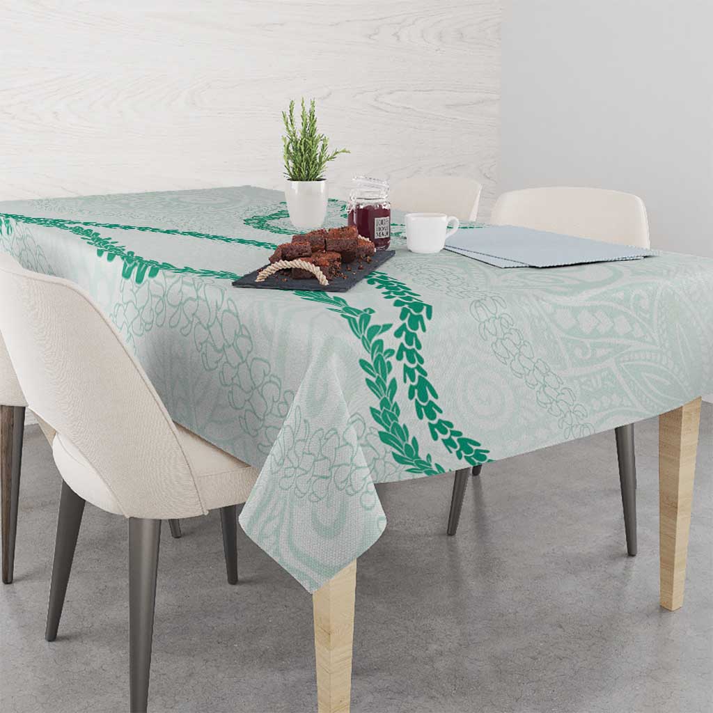 Aloha Lei Mikioi Tablecloth Sage Green Polynesian Tribal Tatau Pattern