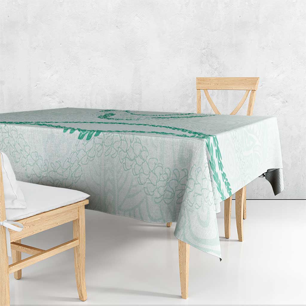 Aloha Lei Mikioi Tablecloth Sage Green Polynesian Tribal Tatau Pattern