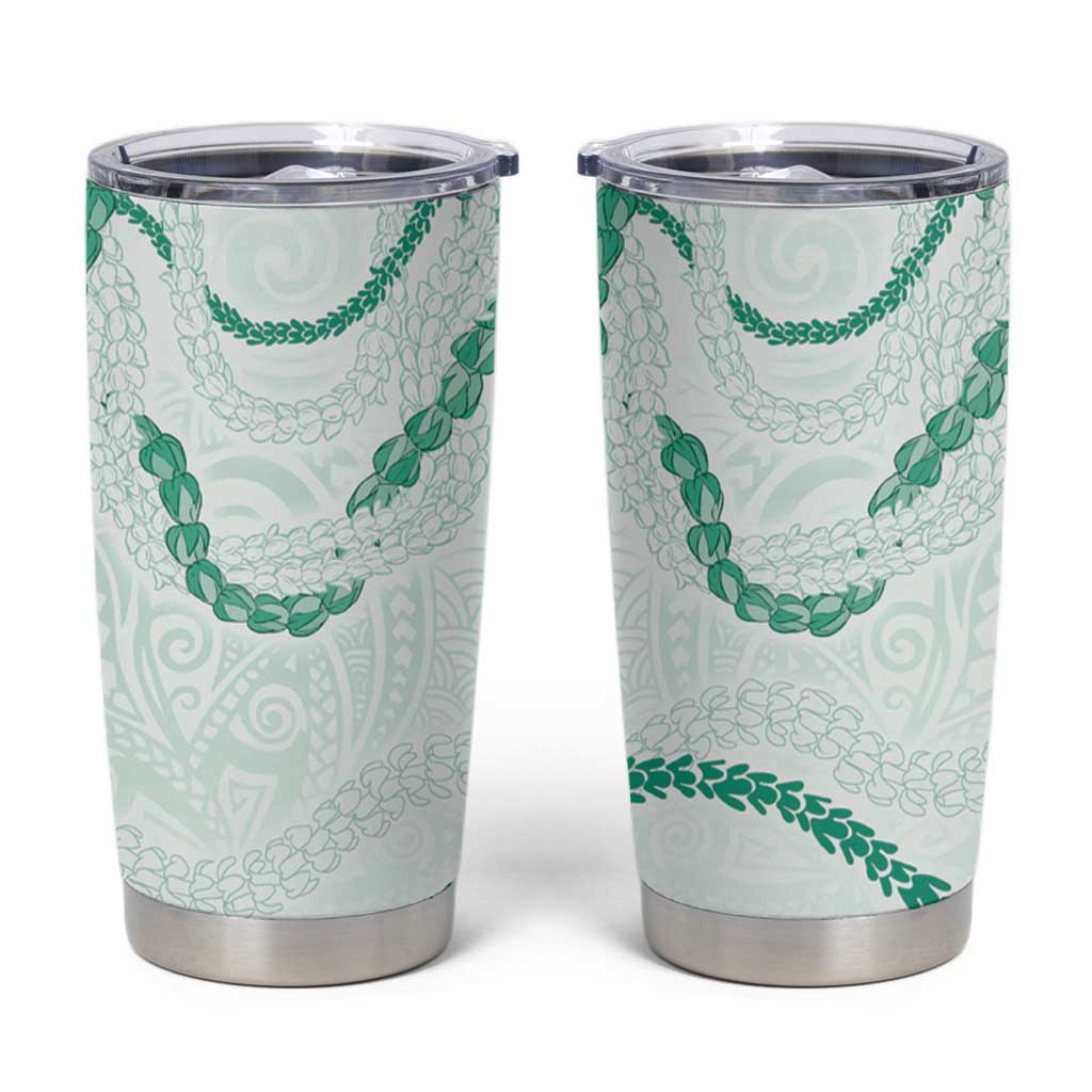 Aloha Lei Mikioi Tumbler Cup Sage Green Polynesian Tribal Tatau Pattern