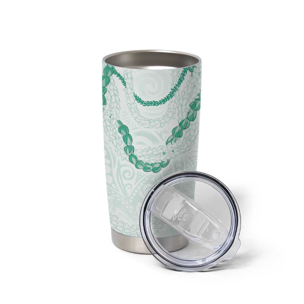 Aloha Lei Mikioi Tumbler Cup Sage Green Polynesian Tribal Tatau Pattern