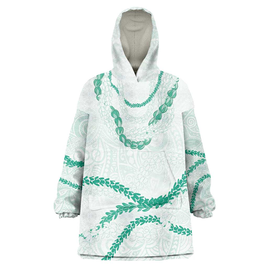 Aloha Lei Mikioi Wearable Blanket Hoodie Sage Green Polynesian Tribal Tatau Pattern