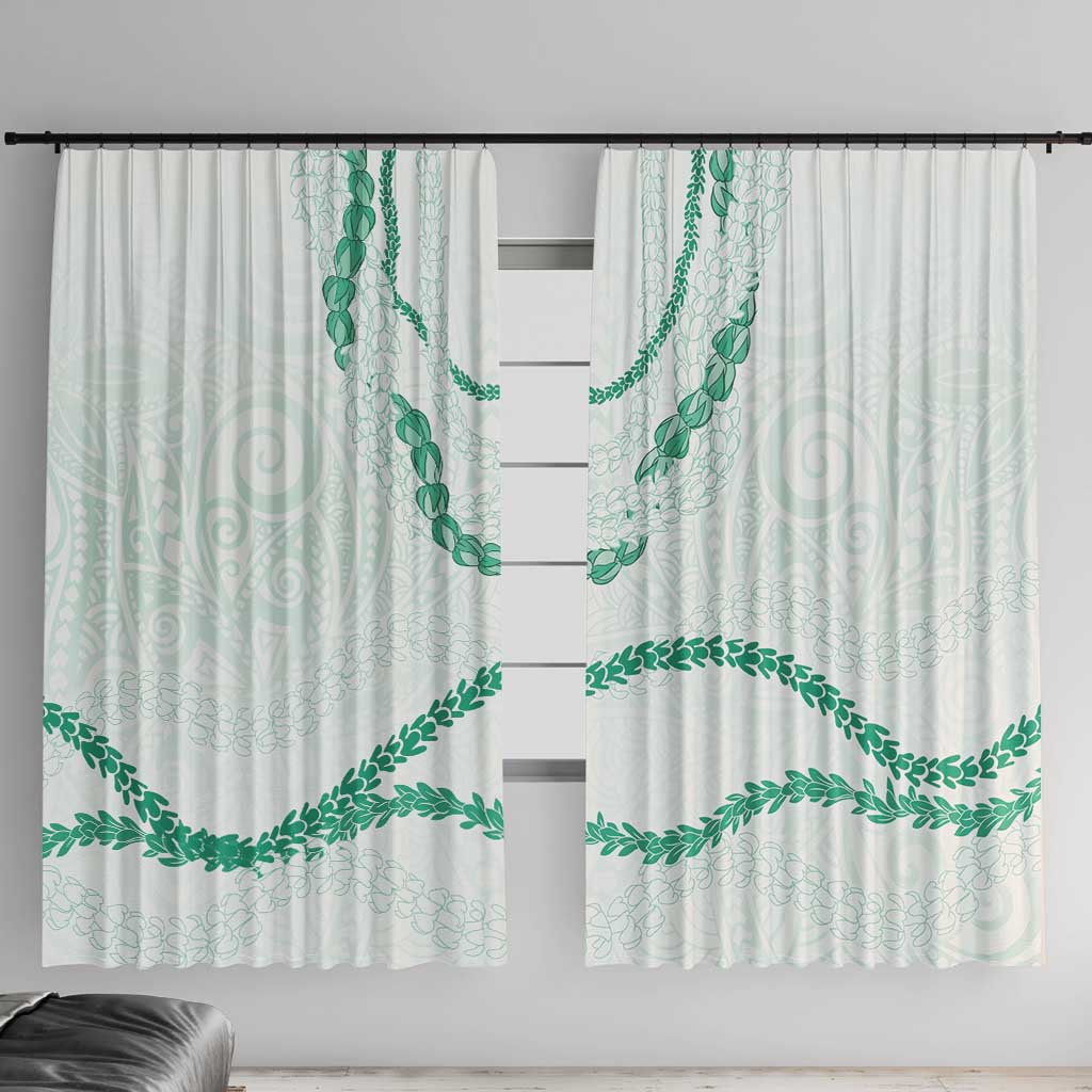 Aloha Lei Mikioi Window Curtain Sage Green Polynesian Tribal Tatau Pattern