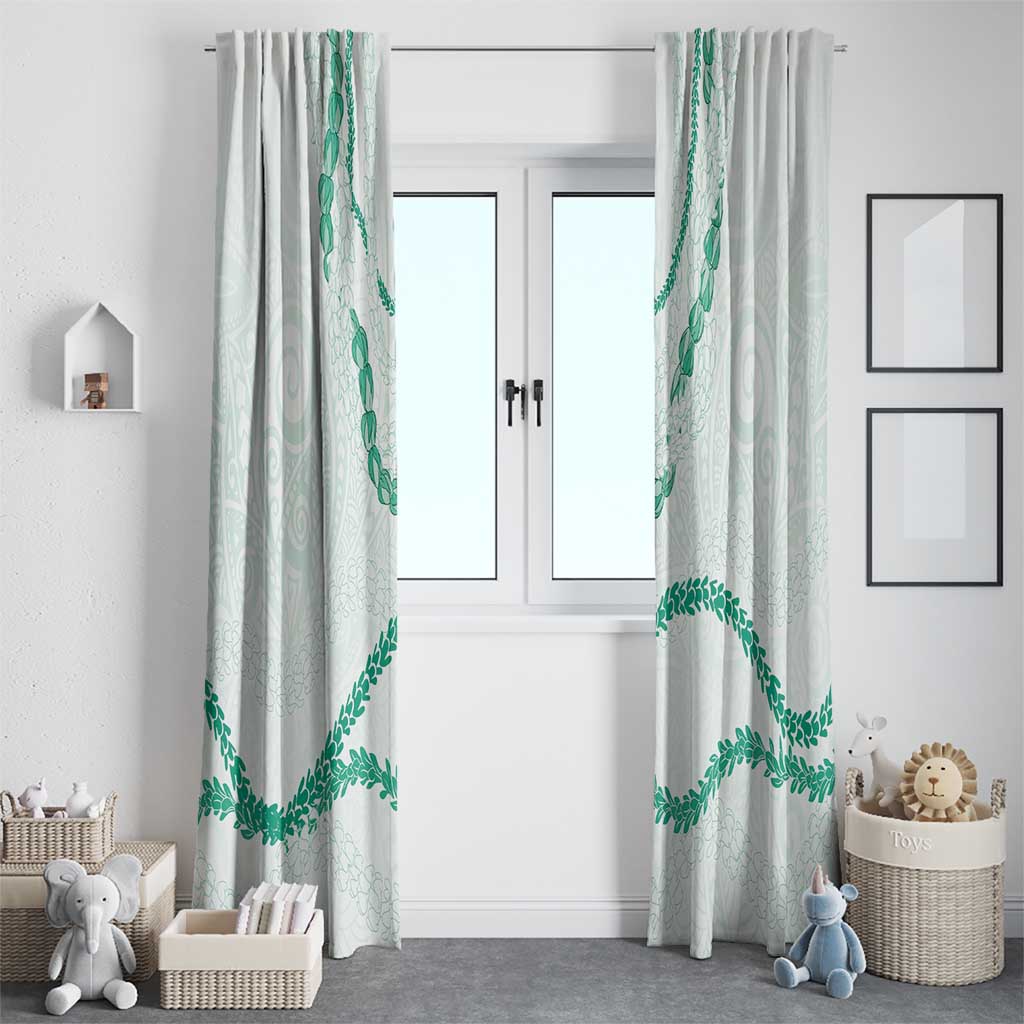 Aloha Lei Mikioi Window Curtain Sage Green Polynesian Tribal Tatau Pattern