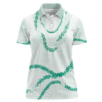 Aloha Lei Mikioi Women Polo Shirt Sage Green Polynesian Tribal Tatau Pattern