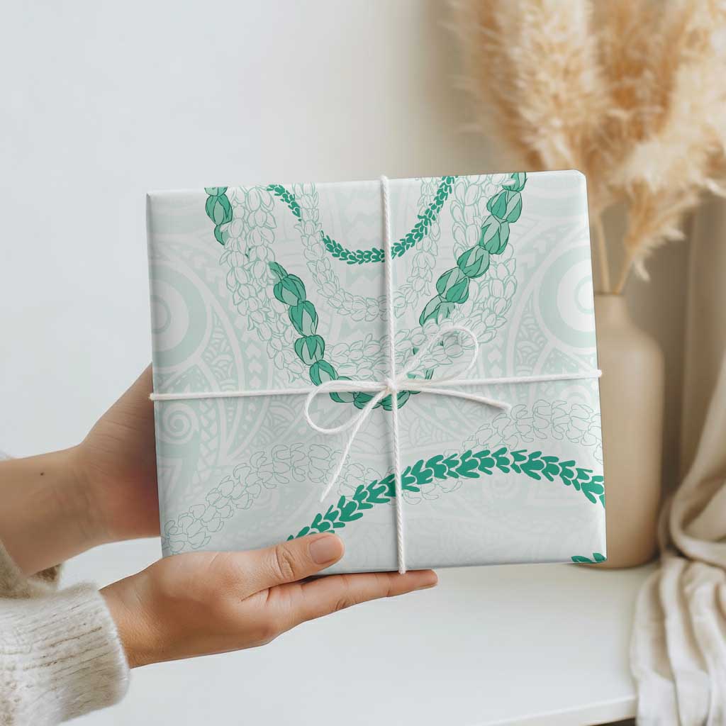Aloha Lei Mikioi Wrapping Paper Sage Green Polynesian Tribal Tatau Pattern - Polynesian Pride