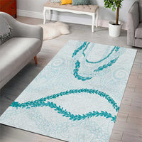 Aloha Lei Mikioi Area Rug Teal Polynesian Tribal Tatau Pattern