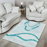 Aloha Lei Mikioi Area Rug Teal Polynesian Tribal Tatau Pattern